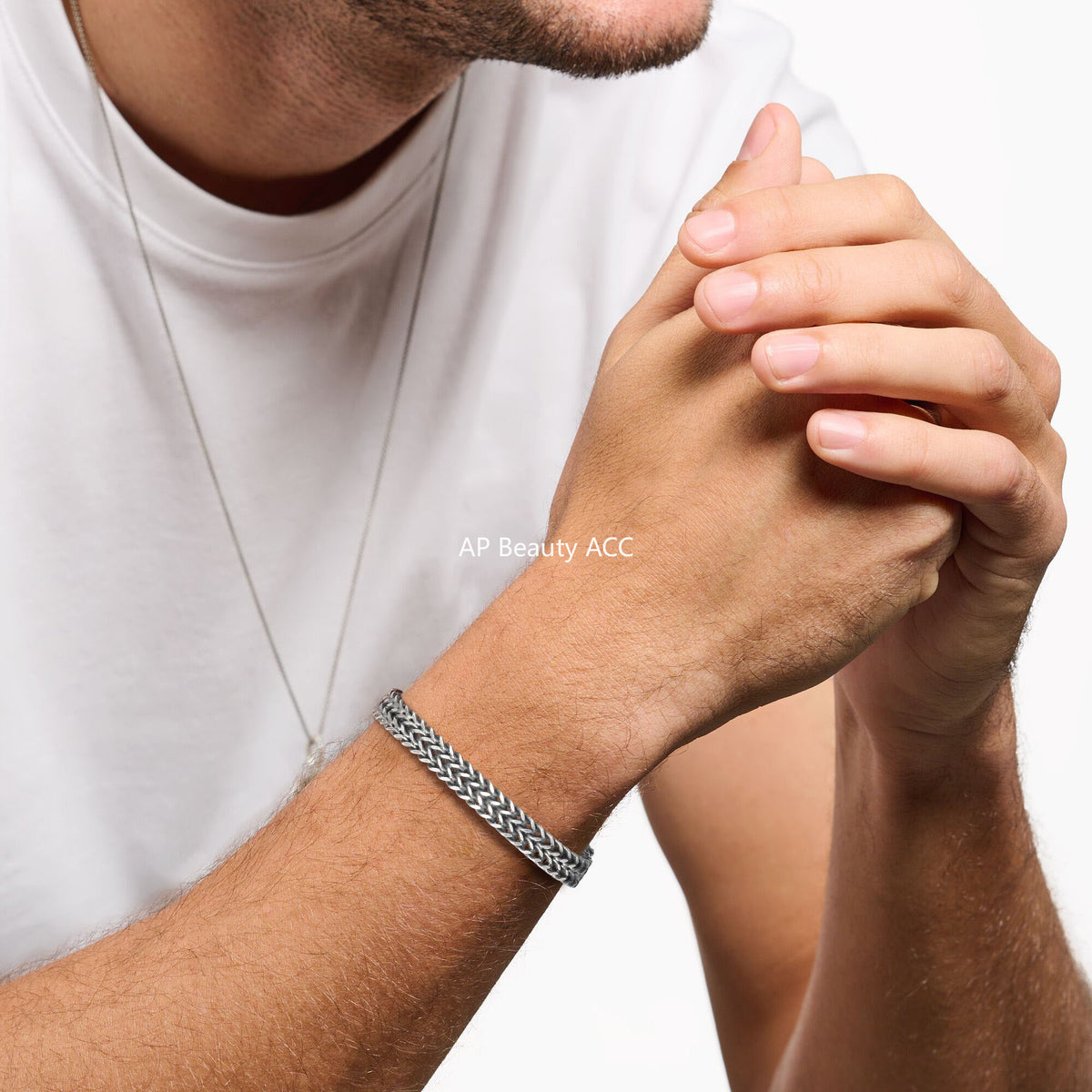 G廠-不鏽鋼歐美時尚男士拉絲磁扣龍骨鏈手鍊朋克風百搭鋼色「BR-1733」25.11-2