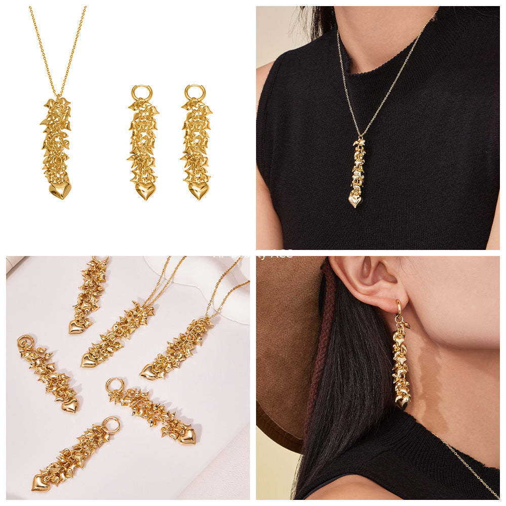 B廠-跨境熱銷款超多愛心手工項鍊耳環首飾套裝不鏽鋼鍍18k真金「TXP480」25.11-4