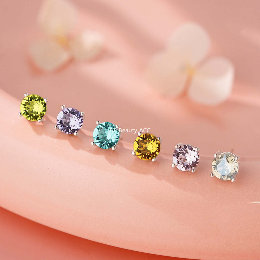 D廠-足銀S999小清新施華洛鋯石耳環女高級感多巴胺新款爆款耳飾「YC8779E_1」25.12-2