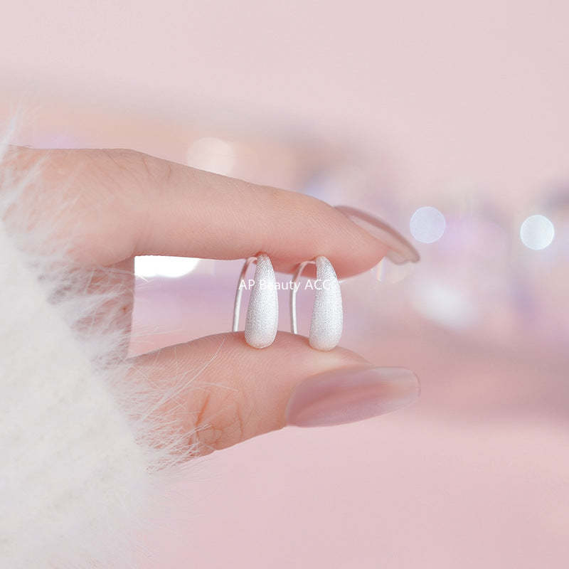 D廠-S999足銀新款拉絲水滴螺絲耳環女潮冷淡風高級感小眾簡約耳飾批發「YC2283E_1」25.11-3