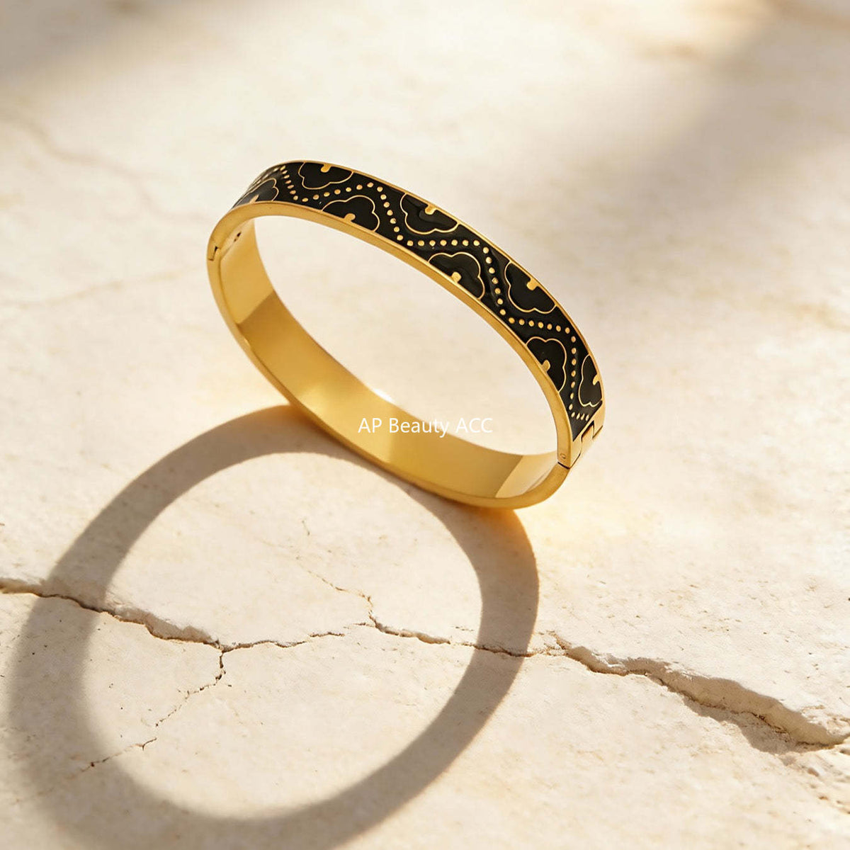 B廠-不鏽鋼琺瑯彩釉卡扣滴油手鐲鍍18k金百搭精美抽象派撞色拼接手環「Z528」25.12-3