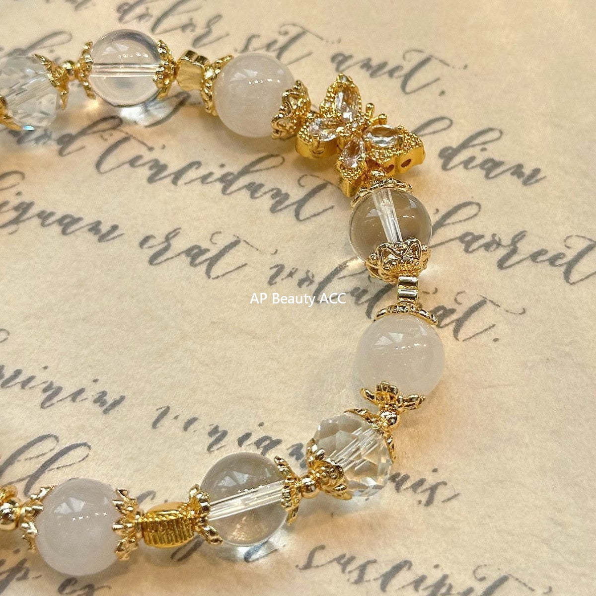 AS廠-白水晶白幽靈手鍊diy小眾設計款雪花吊墜時尚手串女節日禮物「l2945」25.11-1