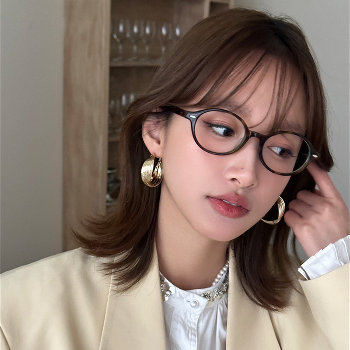 C廠-誇張扭曲幾何銀針耳圈女韓國氣質網紅時尚高級感耳環新款個性耳飾「EH-3675」25.06-4