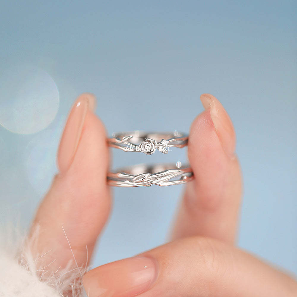 D廠-原創足銀S999玫瑰情侶對戒高級設計感小眾清新甜美不掉色戒指批發「YC5149R_1」25.12-2