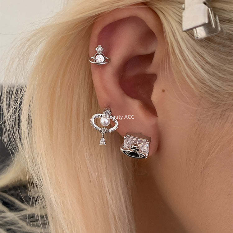 C廠-甜酷風爆閃鋯石星球耳釘鈦合金女高級感個性氣質別針鈦鋼新品耳飾「EH-4347」25.12-1