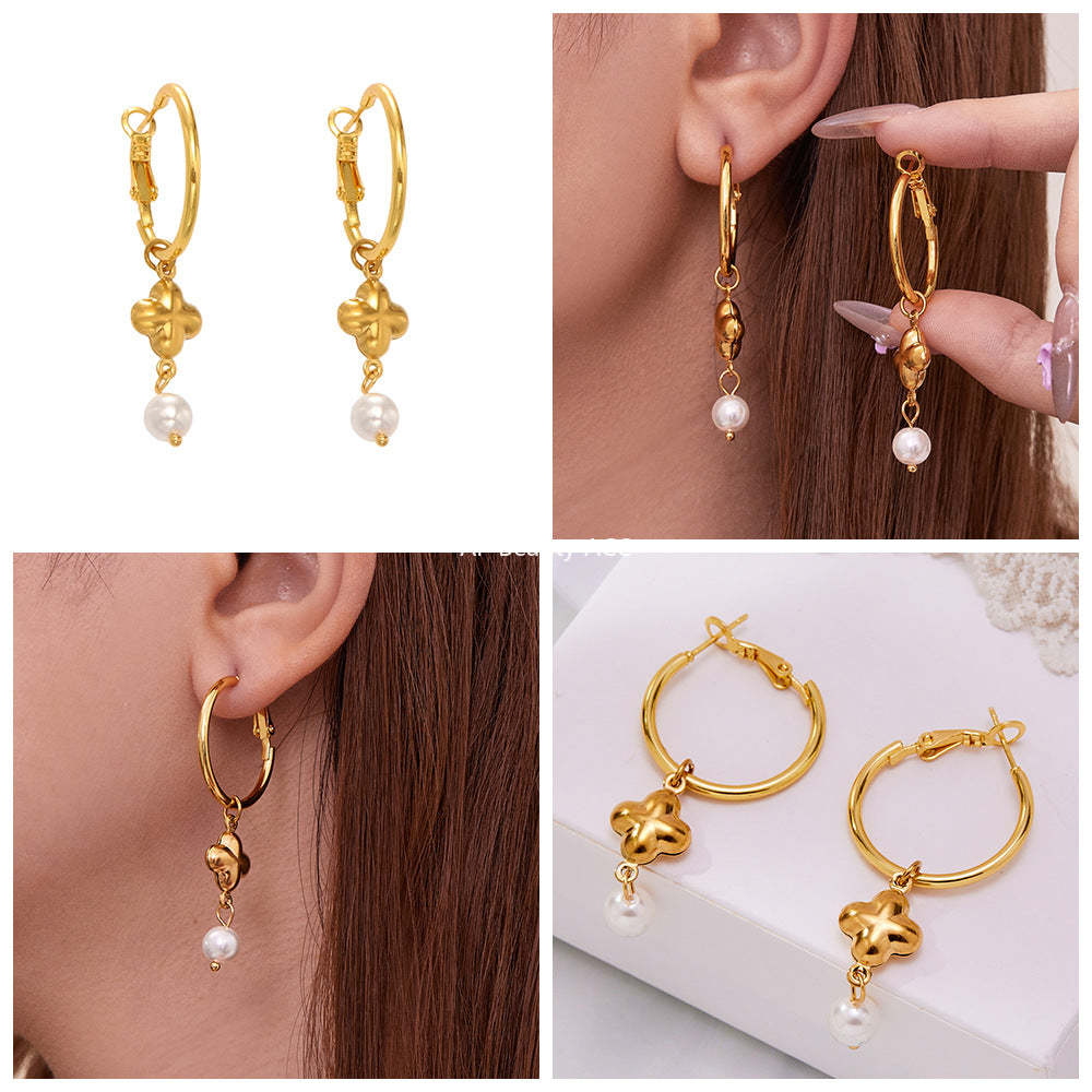 B廠-銅材質仿珍珠吊墜耳環歐美新款INS小眾設計百搭耳飾不掉色「F610」25.10-5