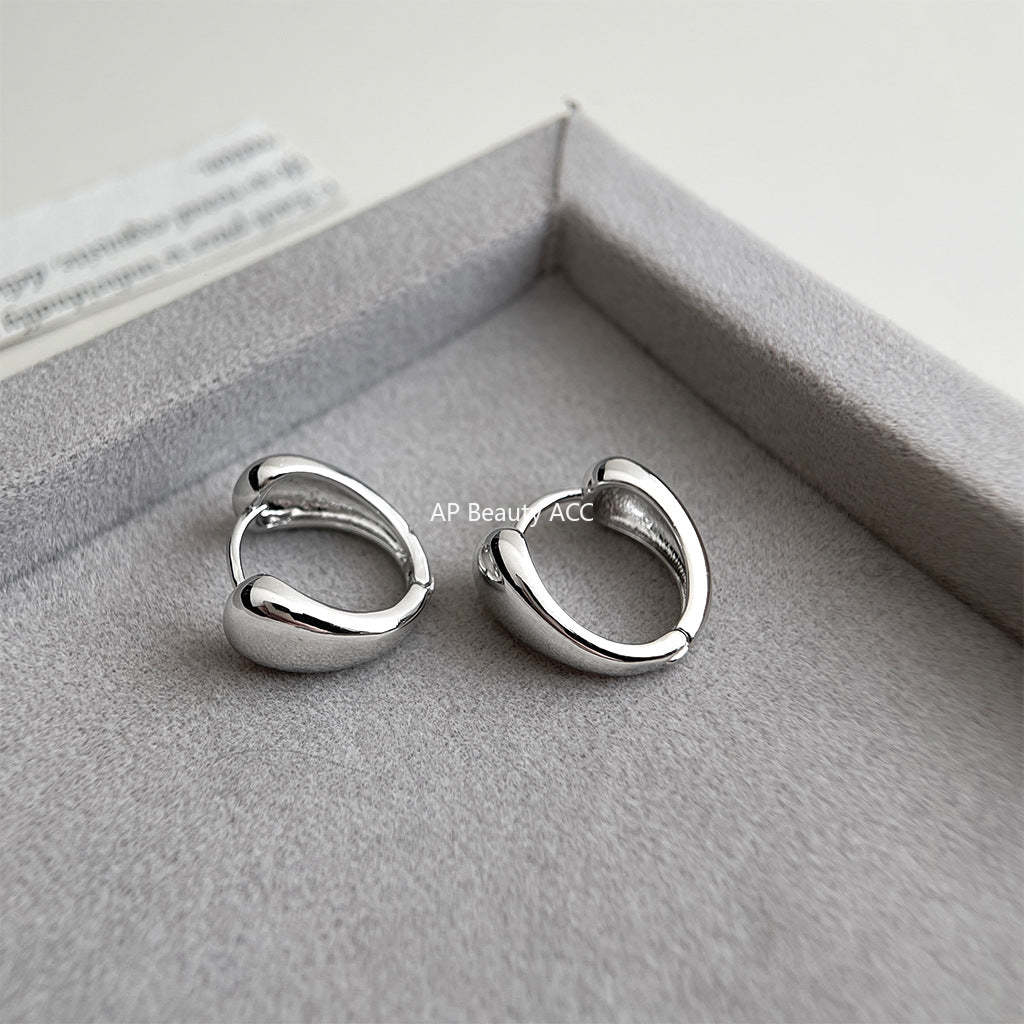 A廠-時尚高級感光面幾何圓形耳圈通勤百搭個性冷淡風新款耳飾工廠耳環「7118」25.12-1