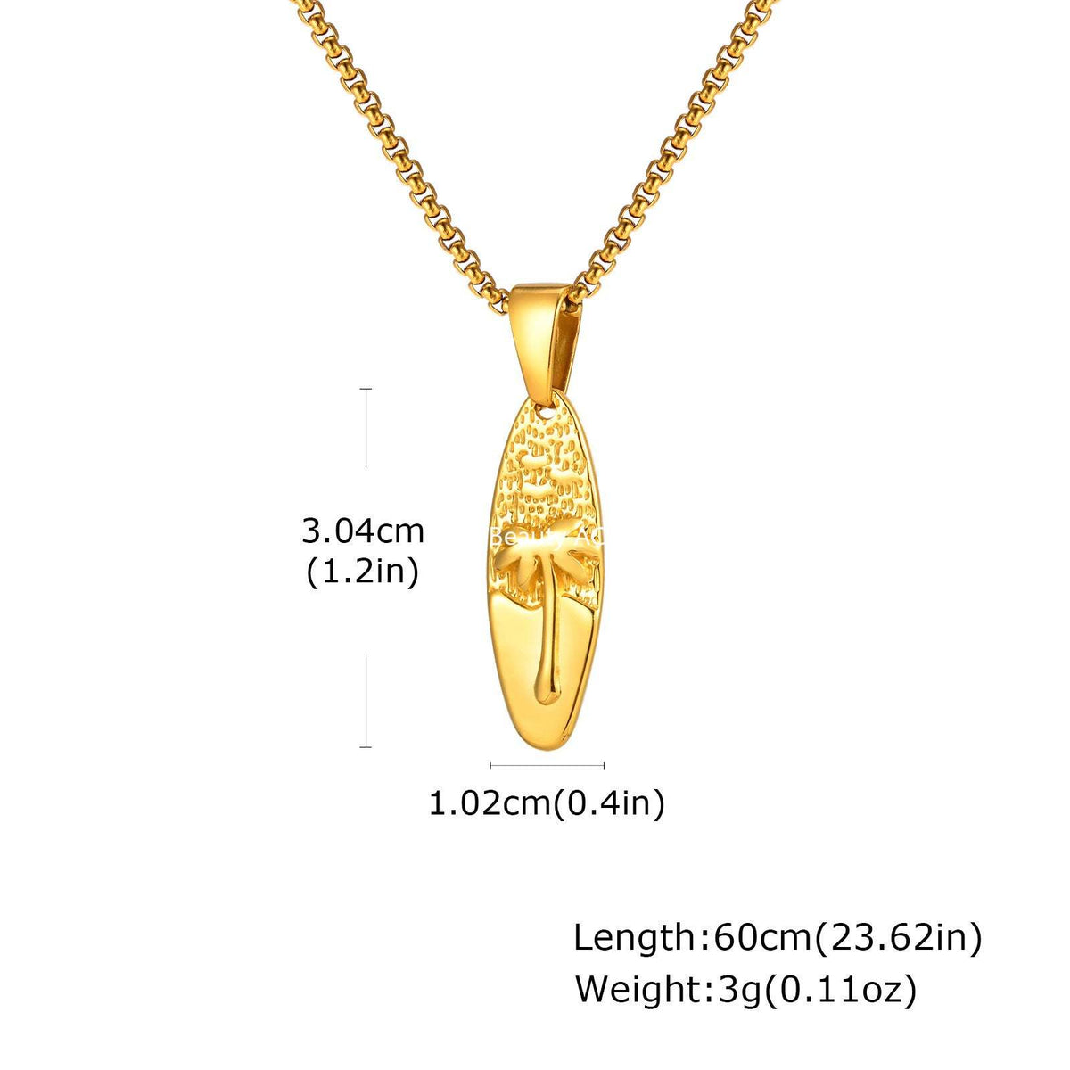 G廠-男士休閒度假風不鏽鋼橢圓椰樹吊墜項鍊 歐美時尚飾品批發「PN-2159」25.10-5