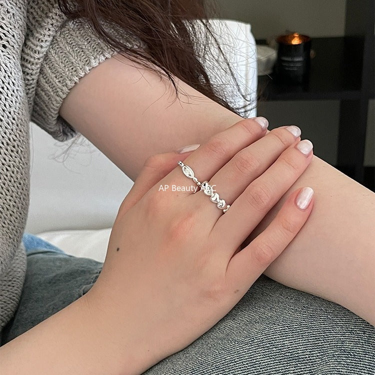 C廠-韓系簡約純銀愛心戒指女小眾精緻星星鋯石食指戒設計高級感新指環「JZ-0719」25.11-1