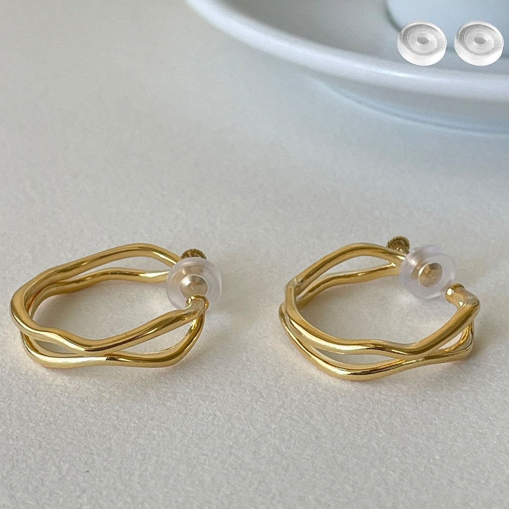 C廠-極簡百搭雙層不規則耳夾女小眾高級感時尚耳環精緻氣質秋冬耳飾「EJ-60」25.12-3