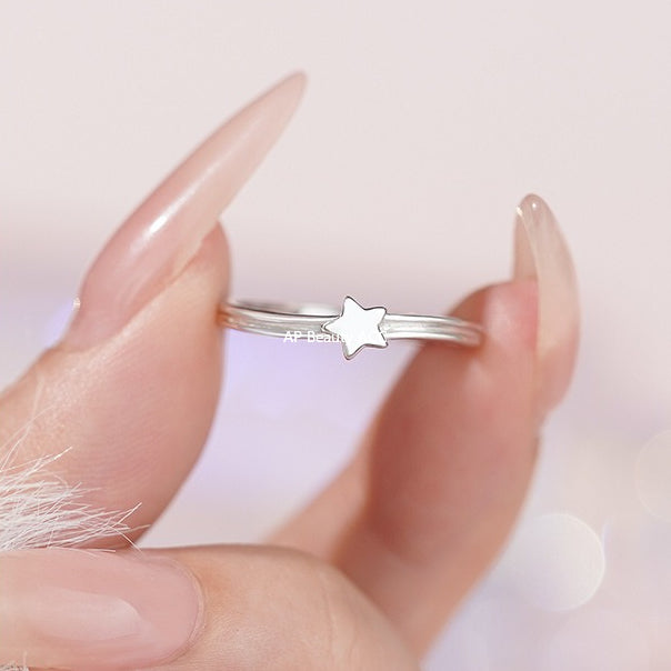 D廠-S999足銀夢幻五角星戒指女簡約小眾ins甜美溫柔高級設計手飾批發「YC4119R_1」25.11-2