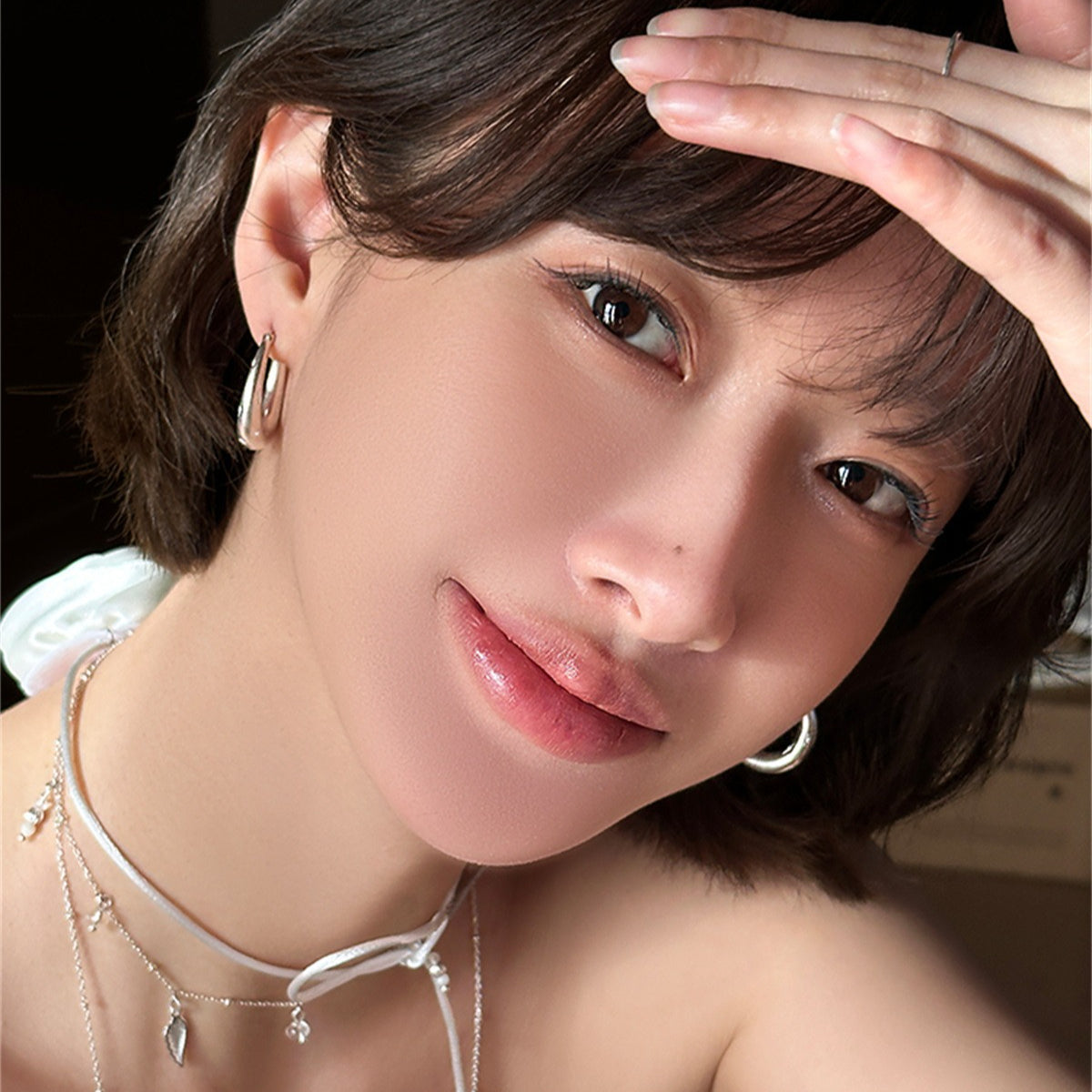 C廠-歐美時尚簡約素圈耳環女小眾輕奢百搭氣質銀針耳圈高級感個性耳飾「EH-3970」25.10-1