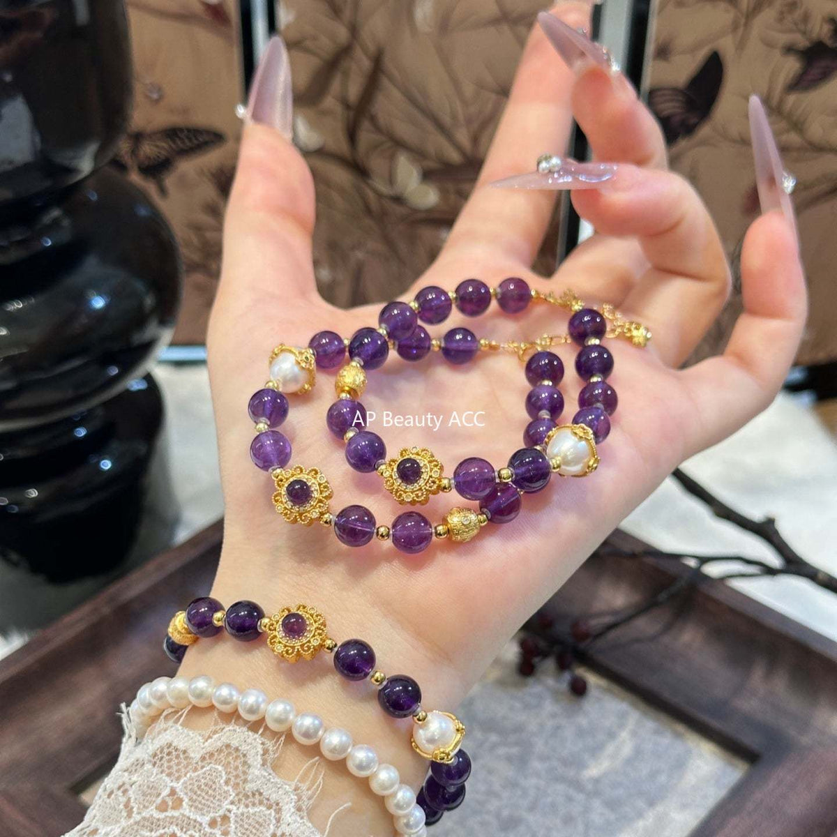 AS廠-天然紫水晶s925銀配件新中式設計款可調節手串手鍊閨蜜送禮「l2953」25.10-5