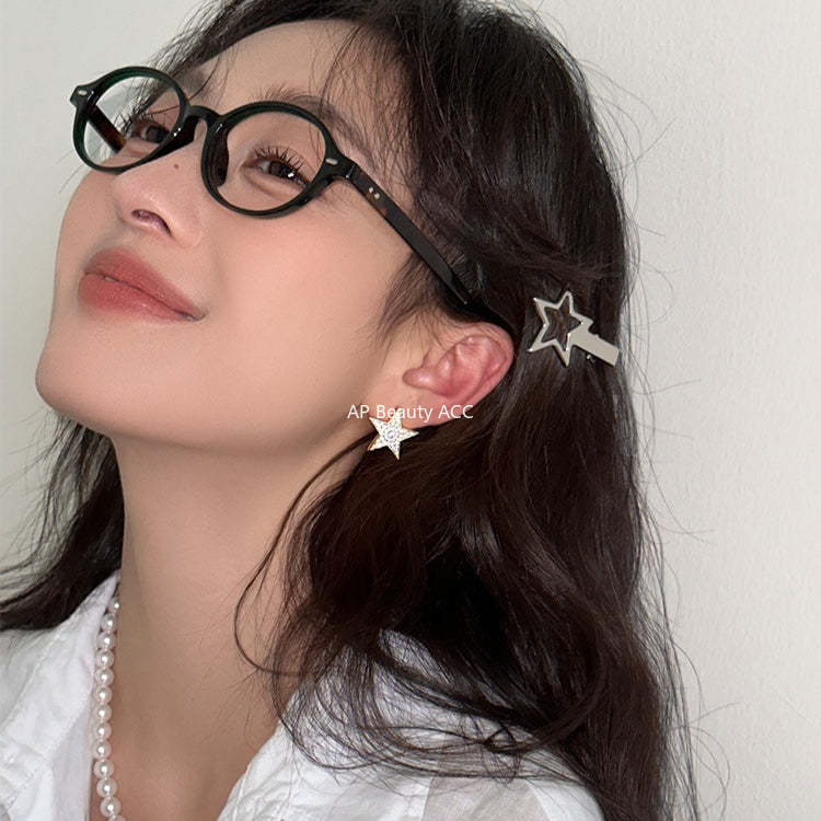 C廠-925銀針滿鑽五角星耳釘輕奢簡約百搭高級感鋯石耳環日常精緻耳飾「EH-4111」25.11-3