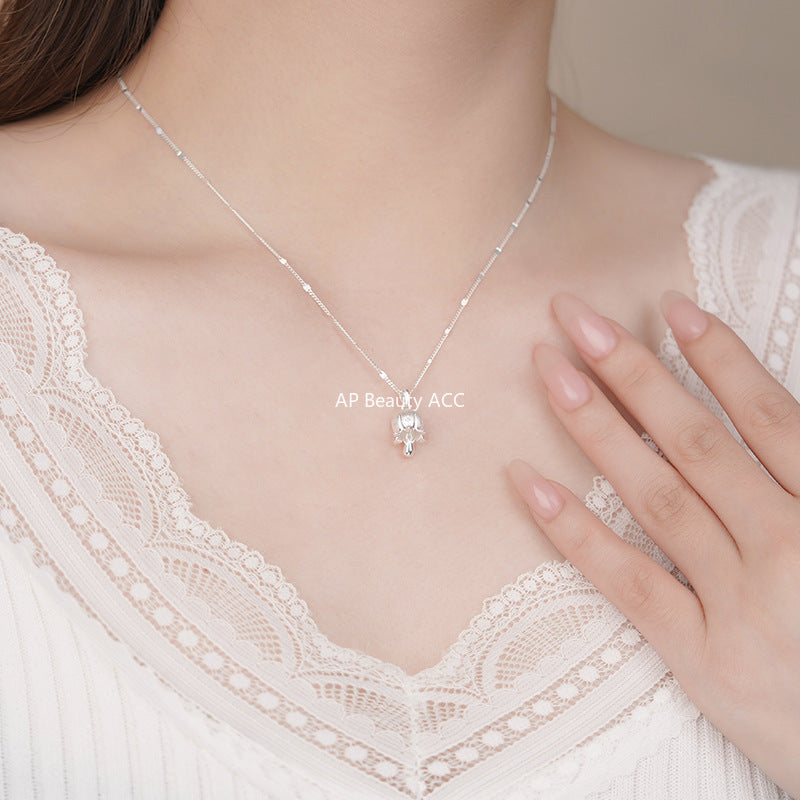 D廠-S925純銀鈴蘭花項鍊甜美森系精美唯美氛圍感小眾可愛鎖骨鏈批發「YC3217N_1」25.11-2