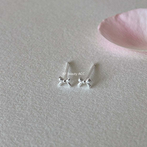 C廠-925純銀迷你蝴蝶結耳釘女甜美風精緻日常百搭耳環ins少女風耳飾「EH-4293」25.12-1