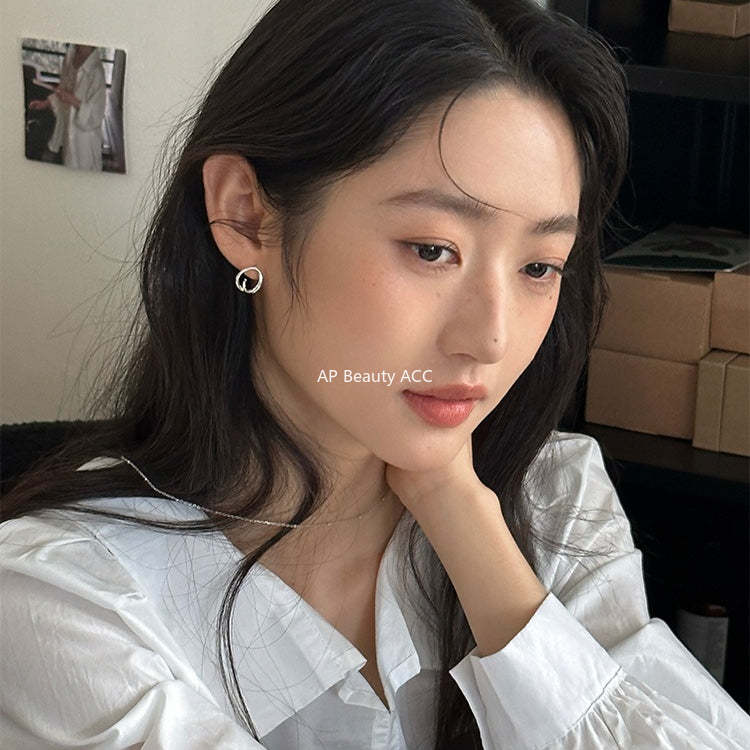 C廠-韓版幾何鏤空交織耳釘女ins小眾設計高級感素圈耳環不規則ins耳飾「EH-4410」25.12-1