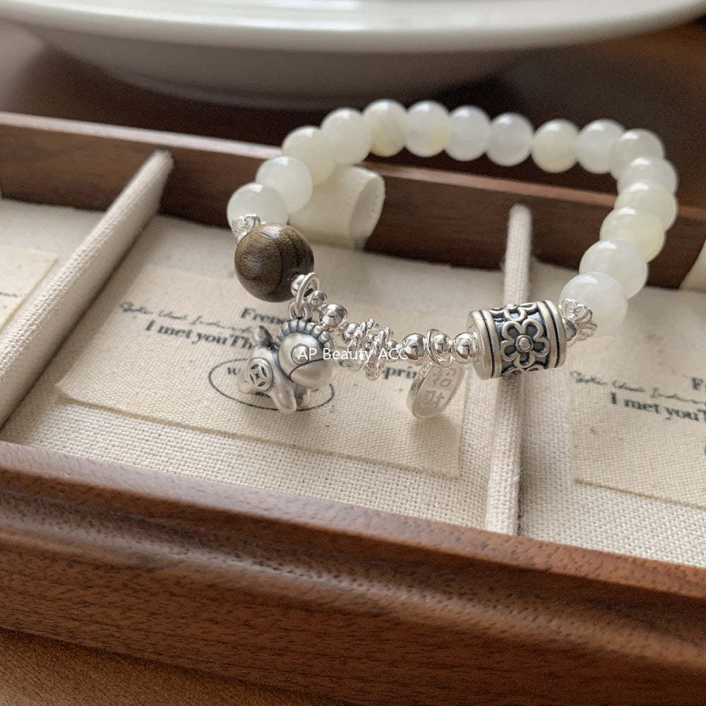 C廠-新中式國風古風2026生肖馬年小馬漢青玉手串S925純銀手鍊「1510」25.11-3