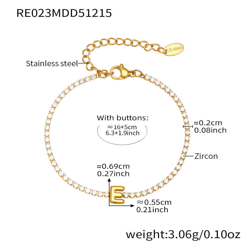 B廠-爆閃爪鑲鋯石26字母手鍊 不鏽鋼鍍18k真金時尚精緻氣質珠寶首飾女「RE023」25.12-3