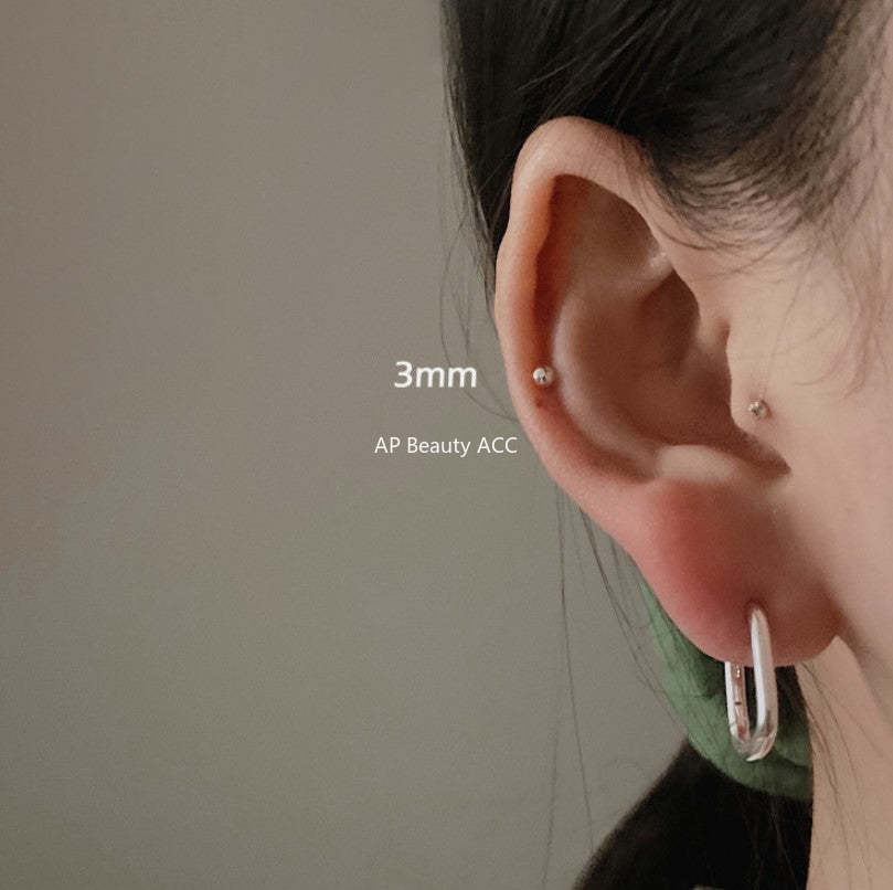 F廠-歐美韓國925純銀耳釘冷淡風圓珠耳環耳扣耳飾「C876」25.12-1