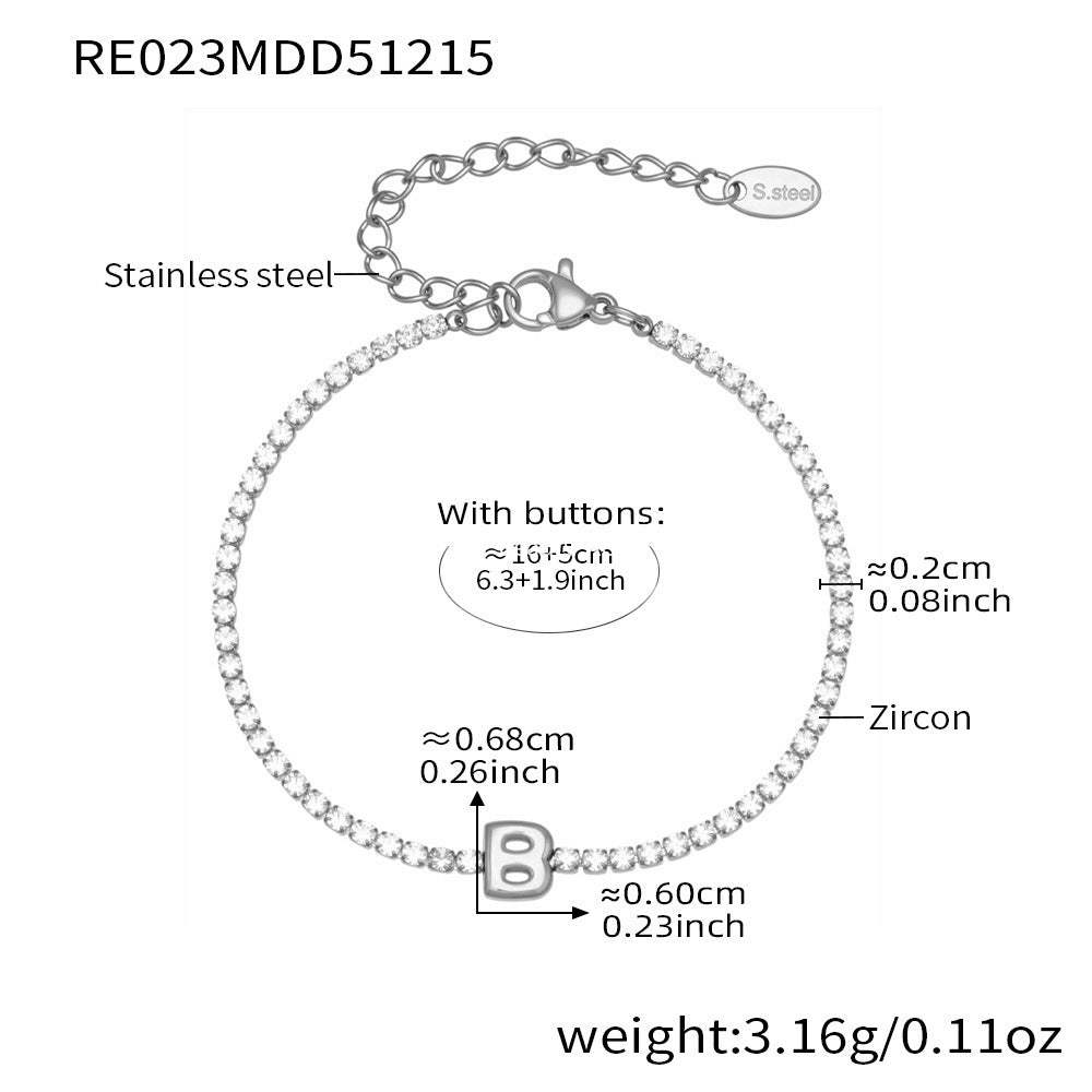 B廠-爆閃爪鑲鋯石26字母手鍊 不鏽鋼鍍18k真金時尚精緻氣質珠寶首飾女「RE023」25.12-3