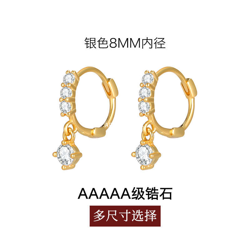 C廠-輕奢氣質氛圍感超閃鋯石耳環女精緻高級感銀針耳扣秋冬時尚耳飾「EH-4348」25.11-4