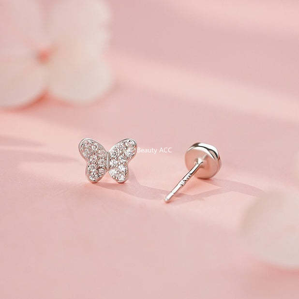 D廠-S999足銀蝴蝶不規則耳釘透藍立體質感韓風靈動溫柔輕奢小眾耳飾「YC4162E_1」25.11-3