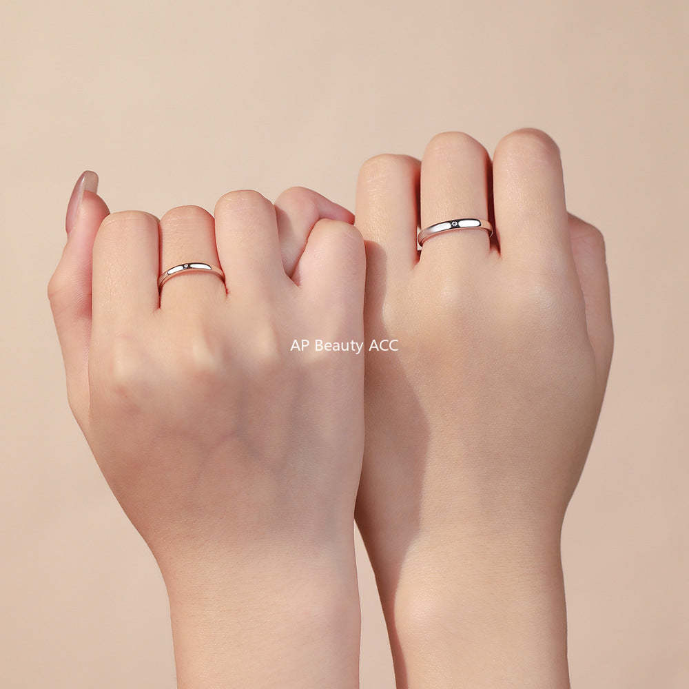 D廠-S999足銀高級感幾何鋯石對戒情侶對戒小眾設計戒指送女友戒指「YC4861R_1」25.12-2