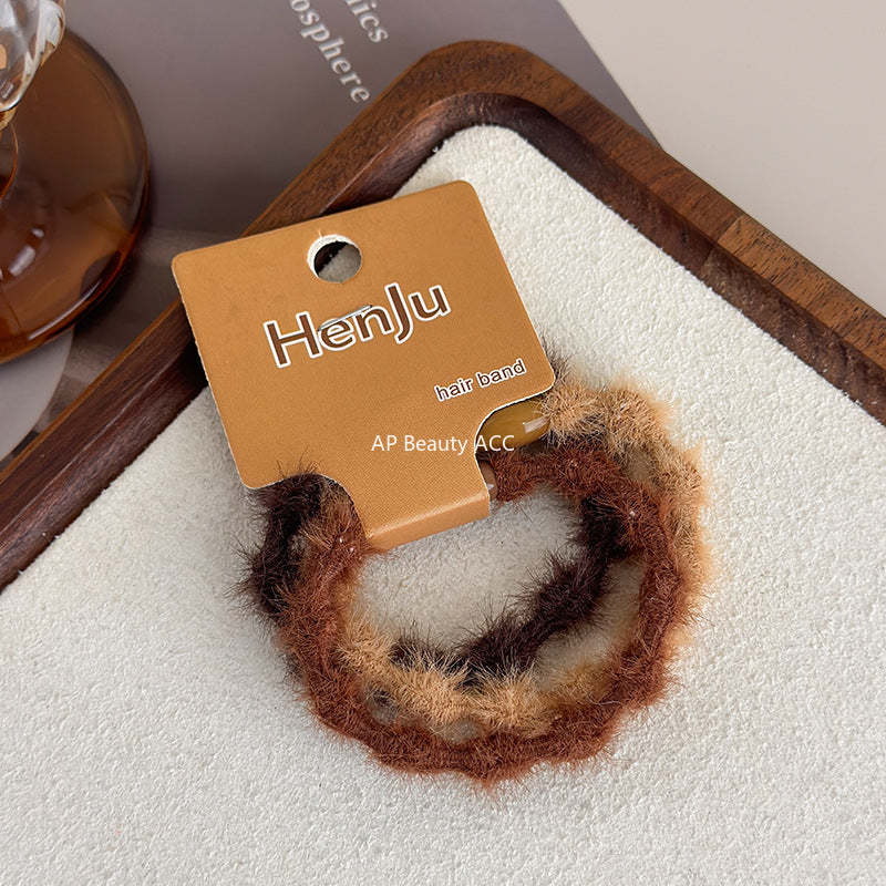 E廠-秋冬簡約加粗橡皮筋毛絨髮圈高彈力耐用女扎馬尾頭繩成人氣質髮繩「24257」25.11-3