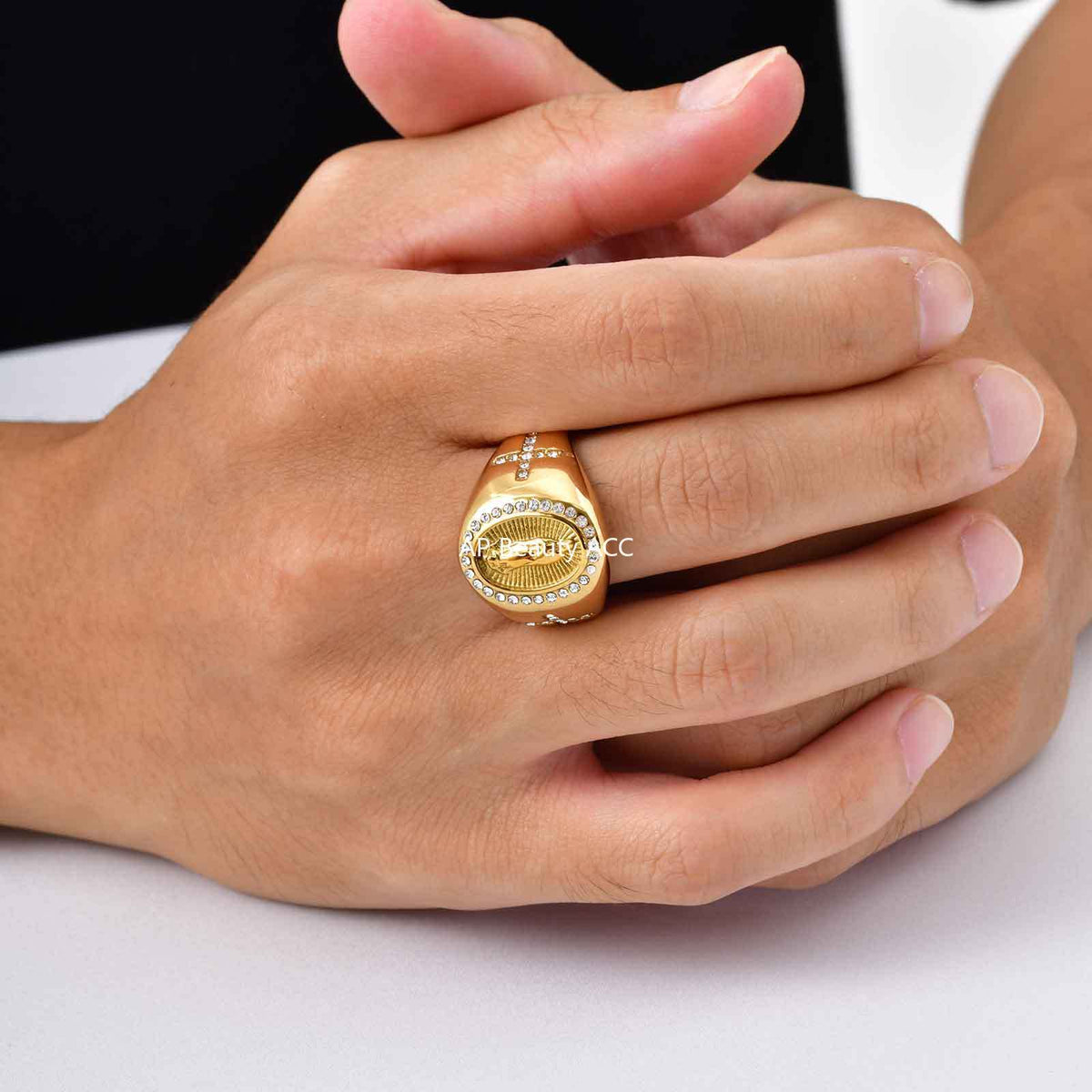 G廠-跨境歐美熱銷嘻哈HIPHOP復古瑪利亞指環 時尚鋯石男士鈦鋼「RC-959」25.11-1