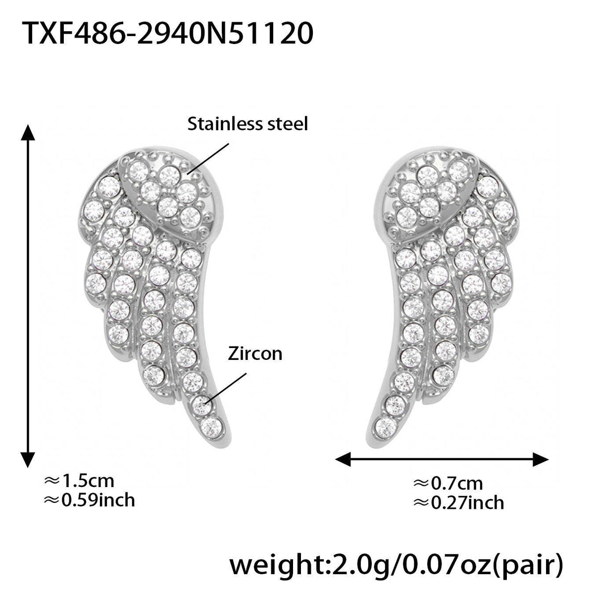 B廠-超閃5A鋯石小翅膀造型手鍊項鍊耳環戒指套裝不鏽鋼鍍18k金「TXP486」25.11-4
