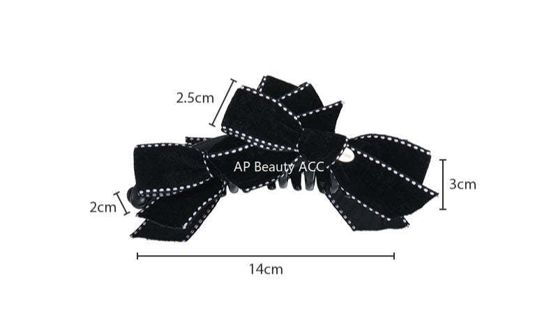 E廠-輕奢絲絨蝴蝶結扎馬尾一字夾懶人橫夾名媛風盤髮夾網紅同款香蕉夾「27734」25.12-1