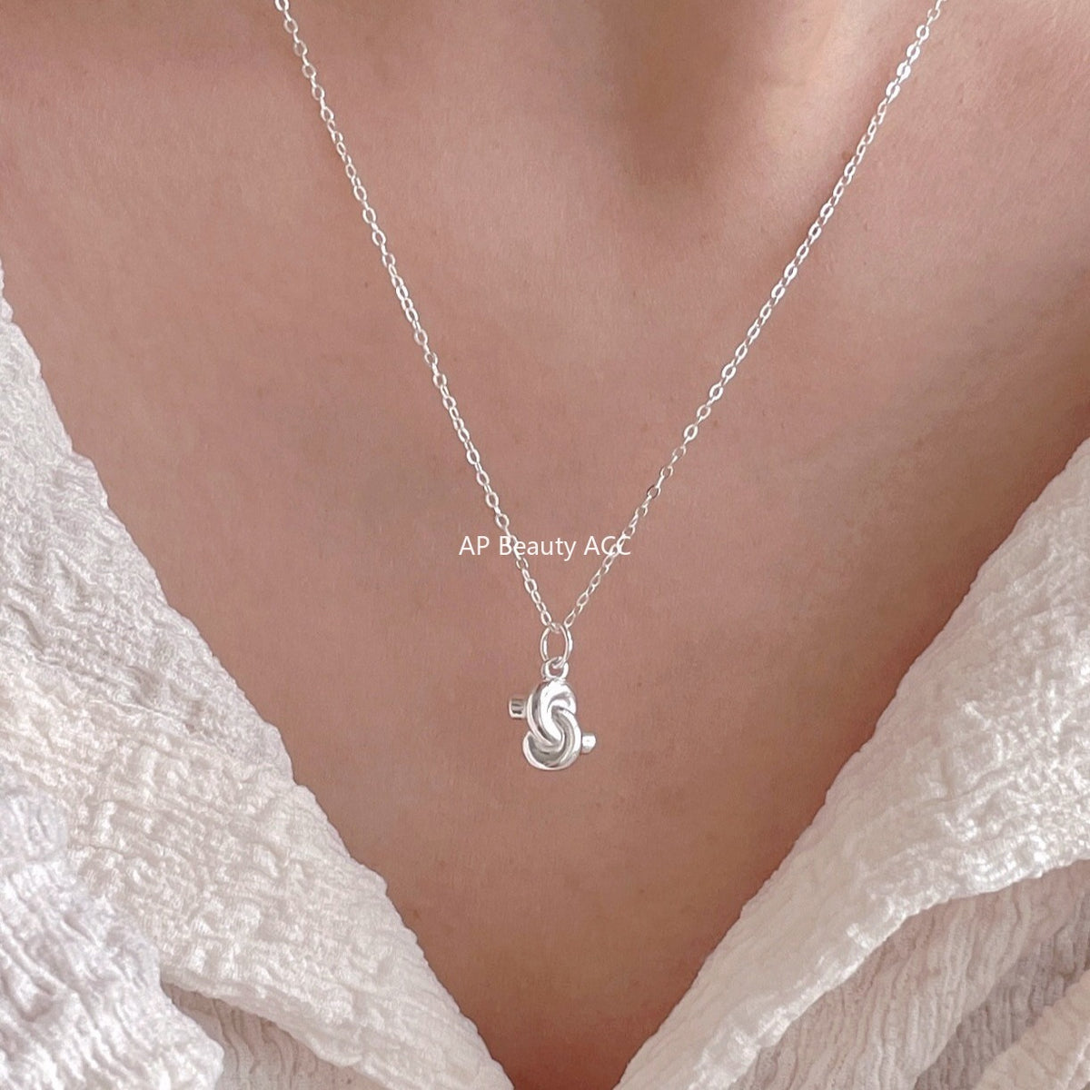 F廠-韓國韓版925純銀打結愛心項鍊簡約氣質ins網紅小紅書項鍊「B1380」25.11-1