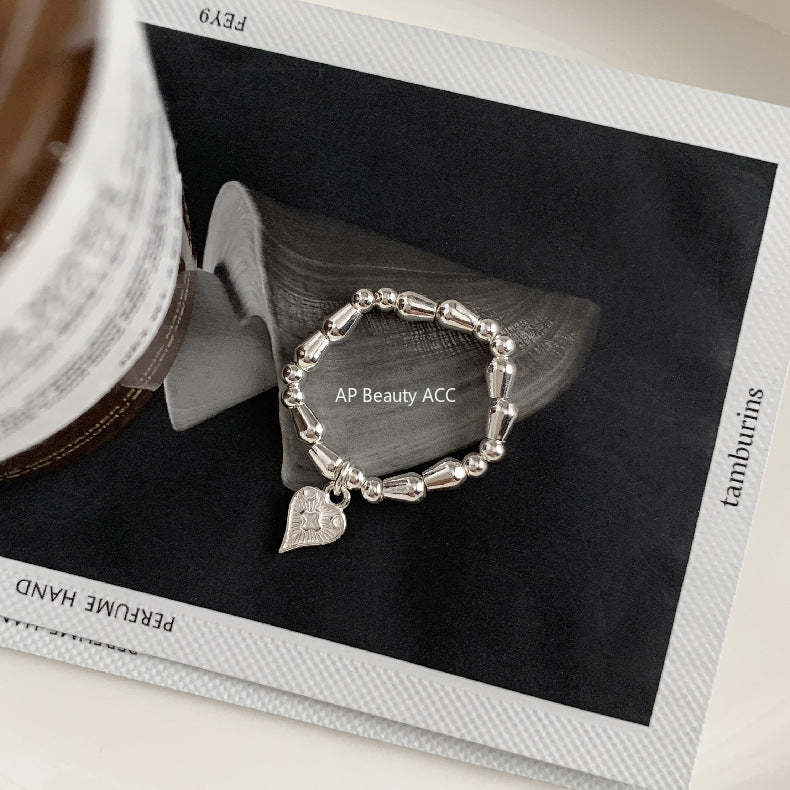 C廠-韓國輕奢小眾老花四葉草糖果十字架愛心大象米珠彈力S925純銀戒指「RC」25.11-4