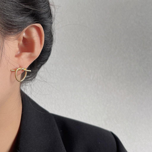 A廠-925銀針啞光繩結心形耳釘 個性氣質簡約設計耳飾耳環「2021」23.08-2 - 安蘋飾品批發