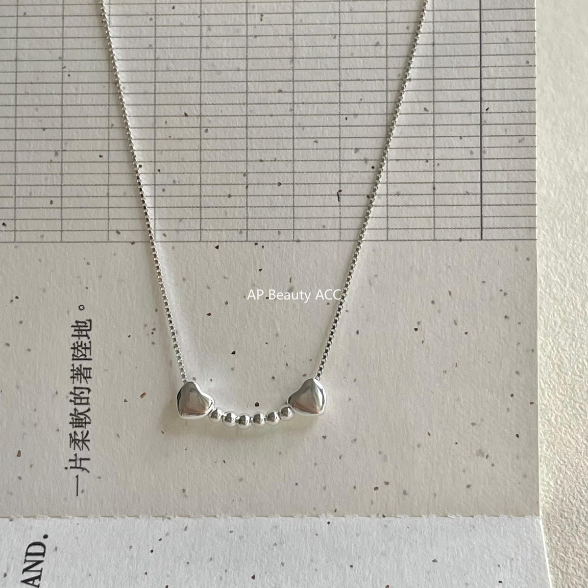 F廠-韓國韓版925純銀愛心圓珠項鍊簡約小紅書ins小鑽項鍊「B1383」25.11-3