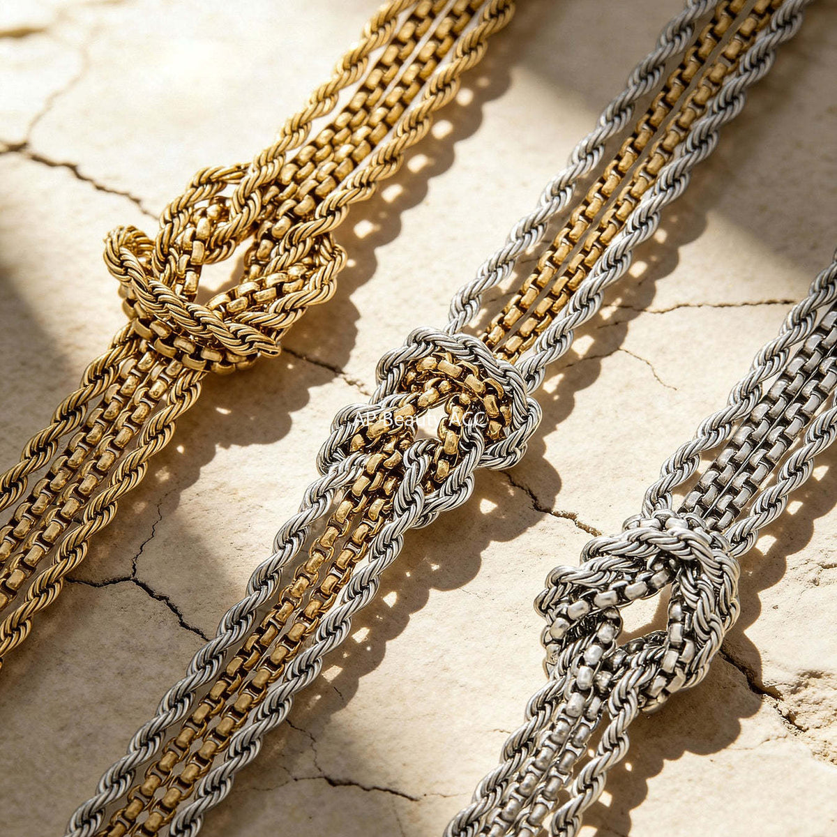 B廠-不鏽鋼打結鏈手鍊個性間電鍍18k真金INS小眾設計時尚百搭歐美手飾「E151」25.12-3