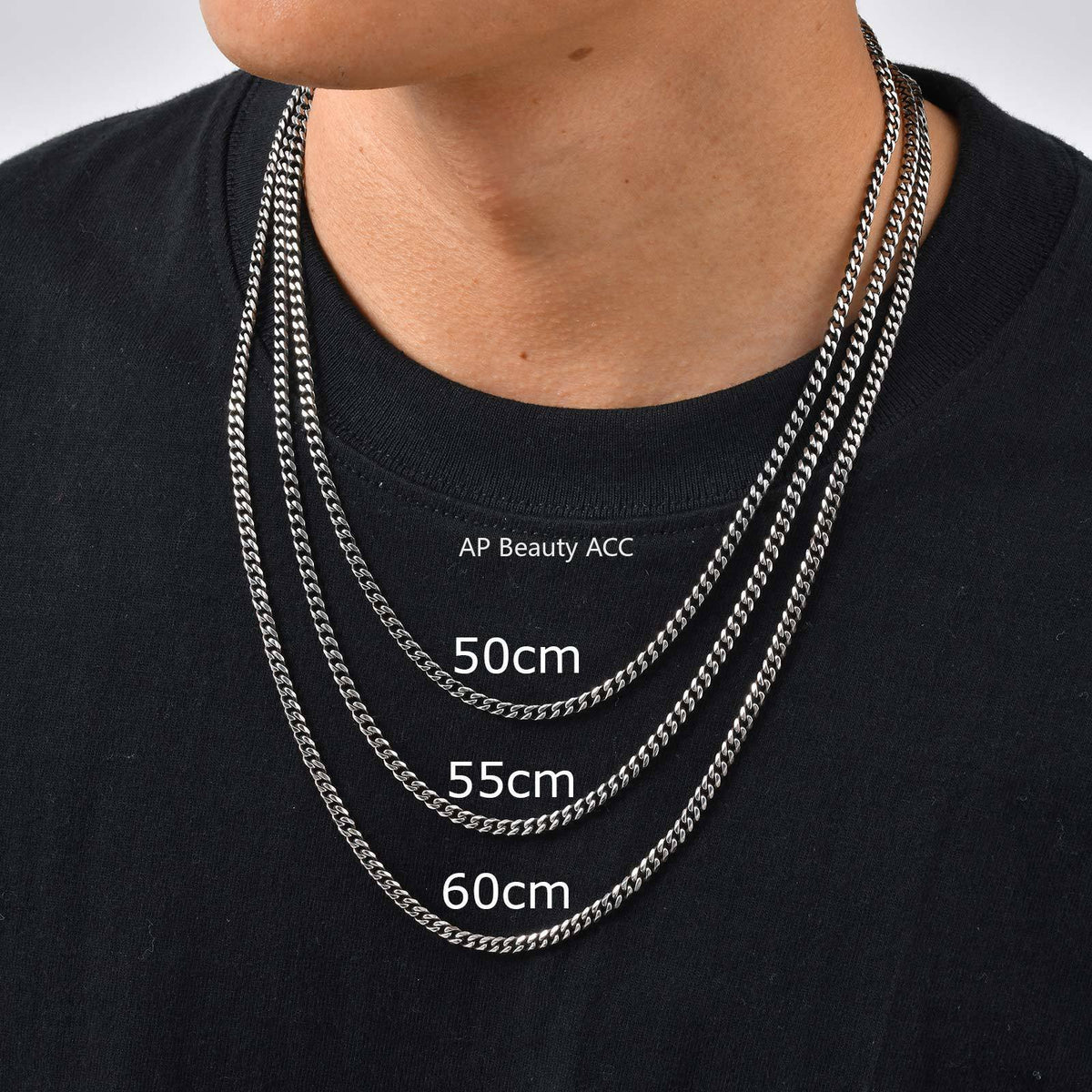 G廠-不鏽鋼街頭鬆弛感六面磨鏈項鍊時尚達人日常疊戴復古灰色「NC-529」25.10-5