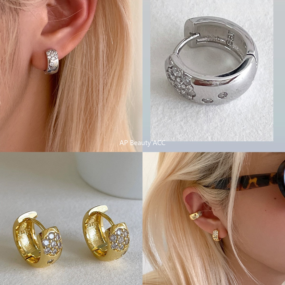 C廠-925銀針鋯石印花耳環女輕奢高級感秋冬氣質耳圈復古歐美字母耳飾「EH-4197」25.11-2