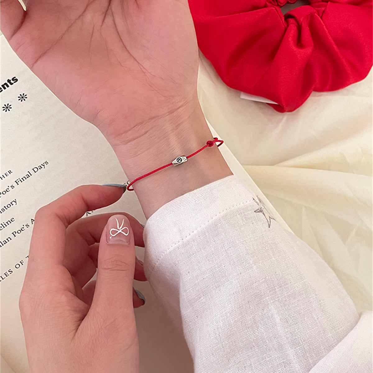 C廠-古風本命年紅繩愛心手鍊女精緻百搭可愛貓爪純銀閨蜜情侶手繩新款「SL-453」25.07-1