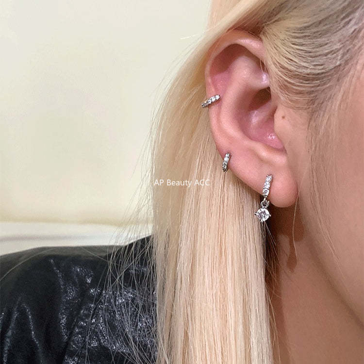 C廠-超閃水滴吊墜鋯石耳環女極簡日常高級感鈦鋼耳扣輕奢百搭秋冬耳飾「EH-4258」25.11-3