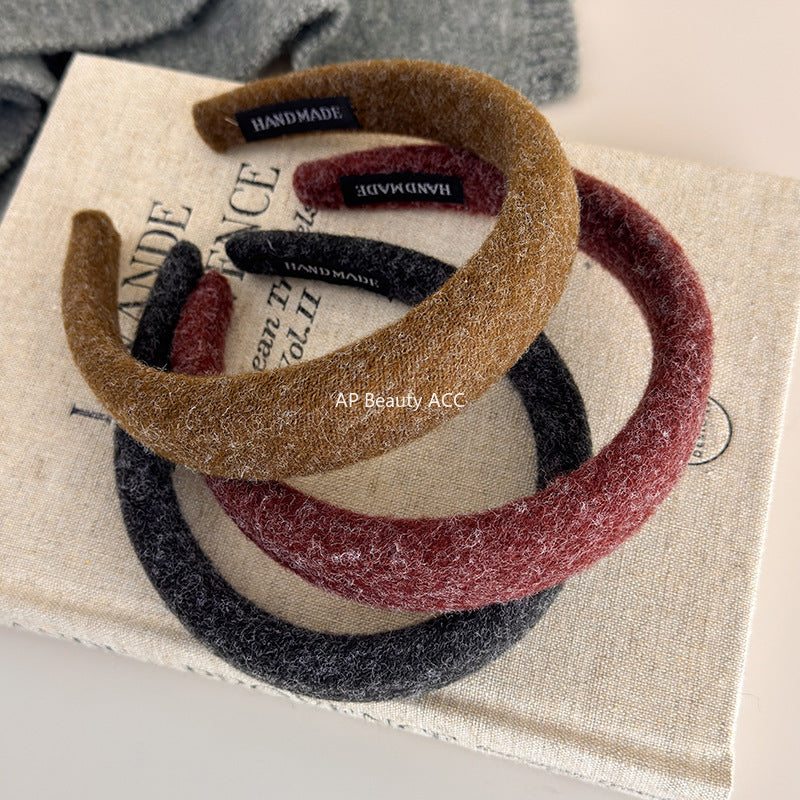 E廠-深色系毛氈髮箍女高顱頂壓髮洗臉頭箍不勒頭防滑髮卡2025新款髮飾「26247-2」25.11-2