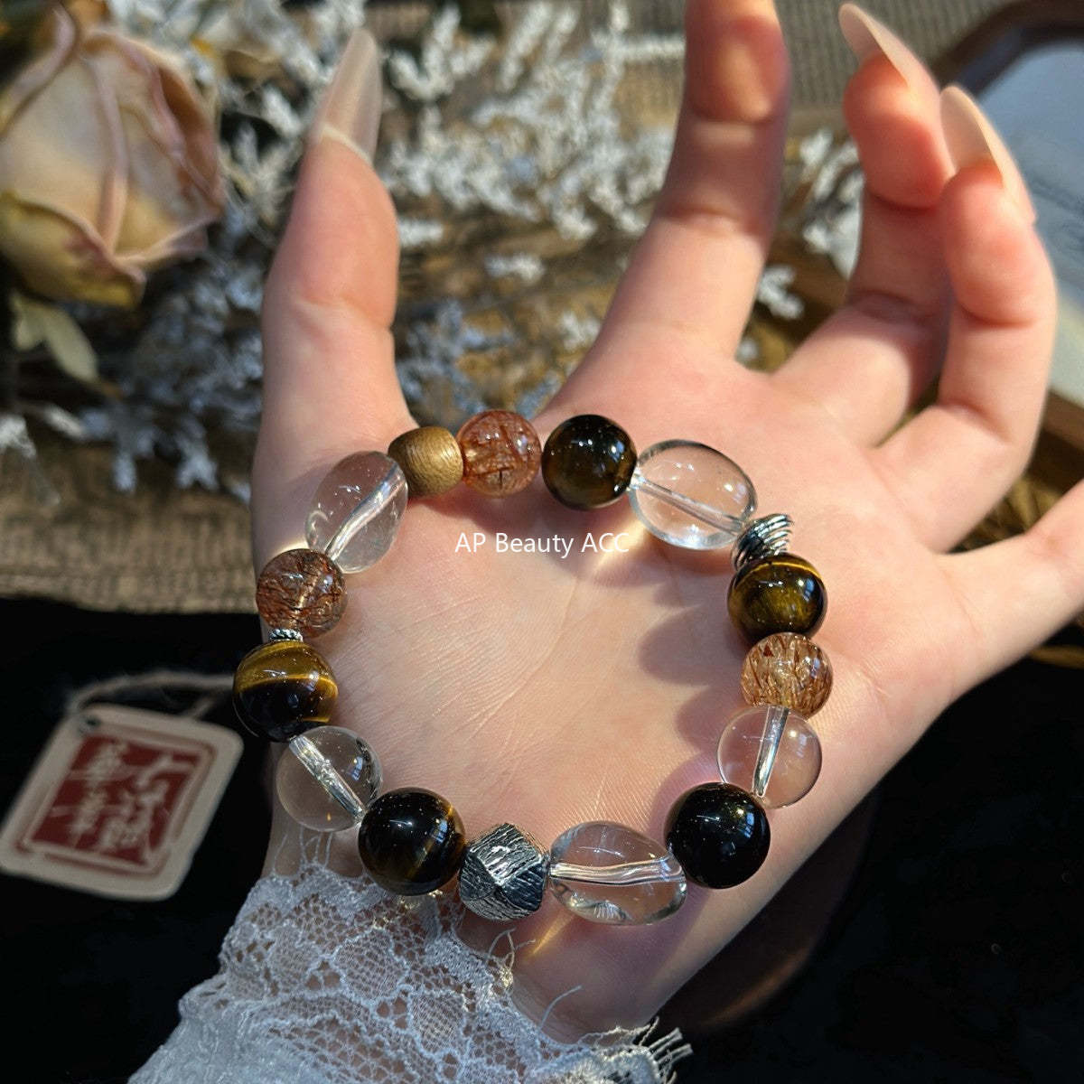 AS廠-天然黃虎眼黑金超白水隨形手鍊手串美拉德小眾設計秋冬感百搭「l2971」25.10-5