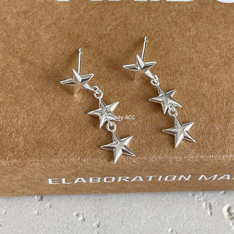 C廠-日韓極簡冷淡風星星流蘇耳釘女潮流復古高級感銀針耳環輕奢耳飾「EH-4335」25.11-4
