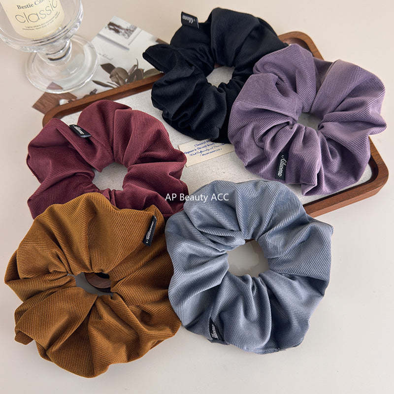 E廠-秋冬質感斜紋絨布大腸髮圈新款百搭慵懶馬尾髮繩扎丸子頭頭繩頭花「27696」25.11-3