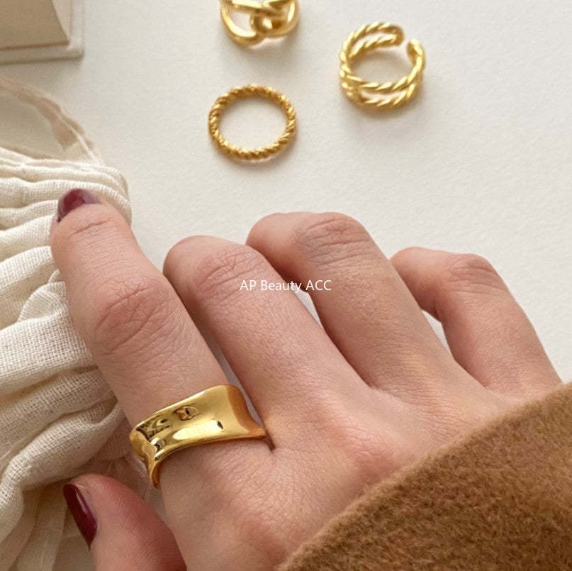 F廠-MC歐美極簡百搭潮人網紅925純銀不規則戒指日韓INS小眾指環食指「J1107」25.12-1