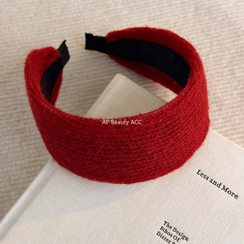 E廠-秋冬針織高顱頂毛線寬邊髮箍女高級感洋氣時尚壓髮頭箍髮卡頭飾潮「27794」25.12-3