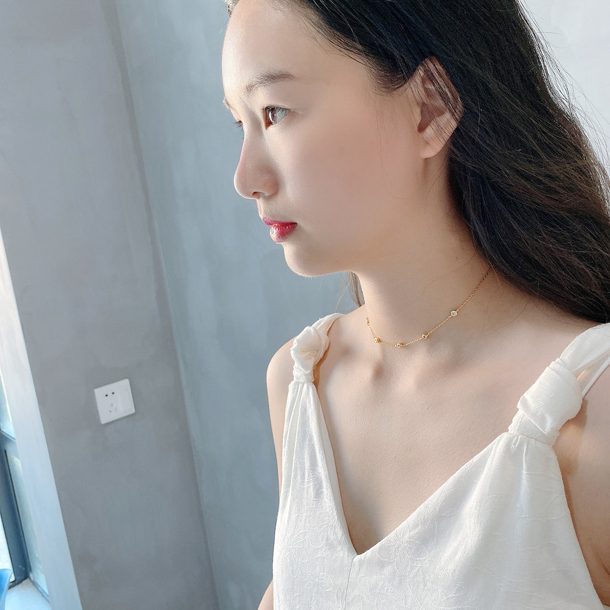 F廠-網紅韓版飾品歐美925純銀星系choker項鍊短款脖鏈「B673」25.07-1