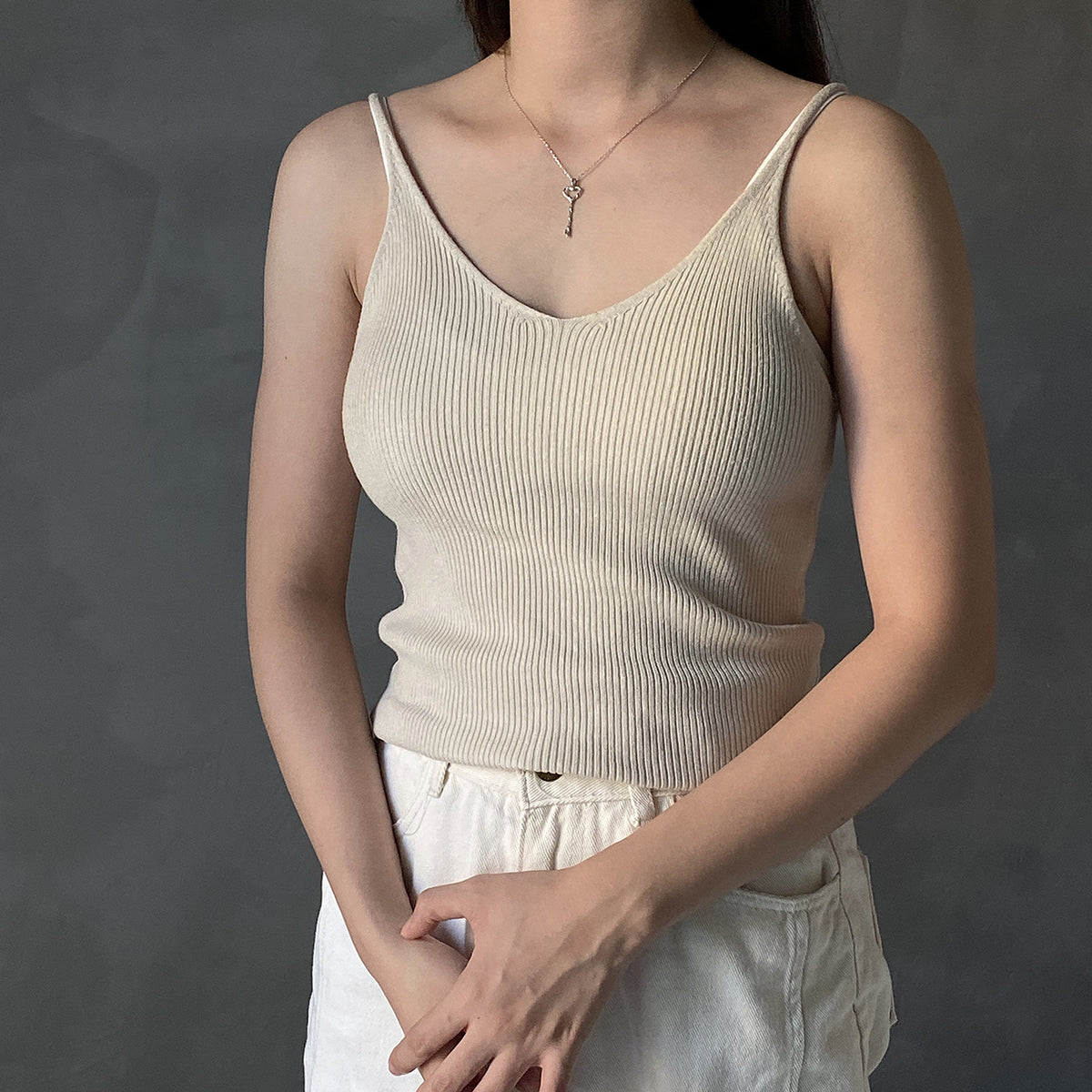 F廠-歐美925純銀不規則愛心鑰匙鏈條項鍊冷淡風簡約小眾chic港風網紅「B698」25.07-1
