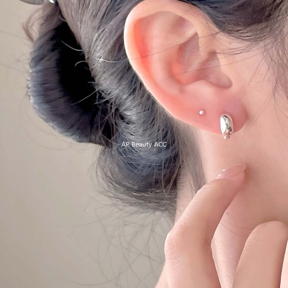 F廠-韓國韓版925純銀弧形耳扣耳環簡約氣質百搭ins風耳飾「C1422」25.11-4